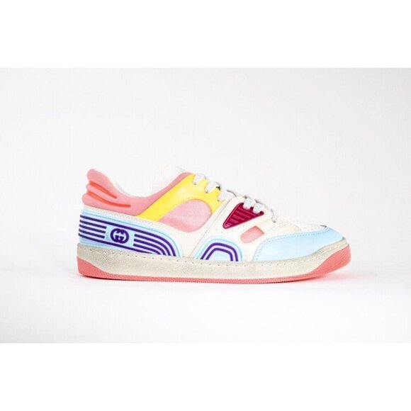 Gucci Basket Low-Top Sneakers Blue Demetra Pink Women's NEW Authentic US 6 | 36 - Picture 1 of 15